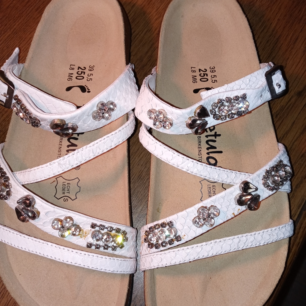 New Betula White with Jewel accent sandals